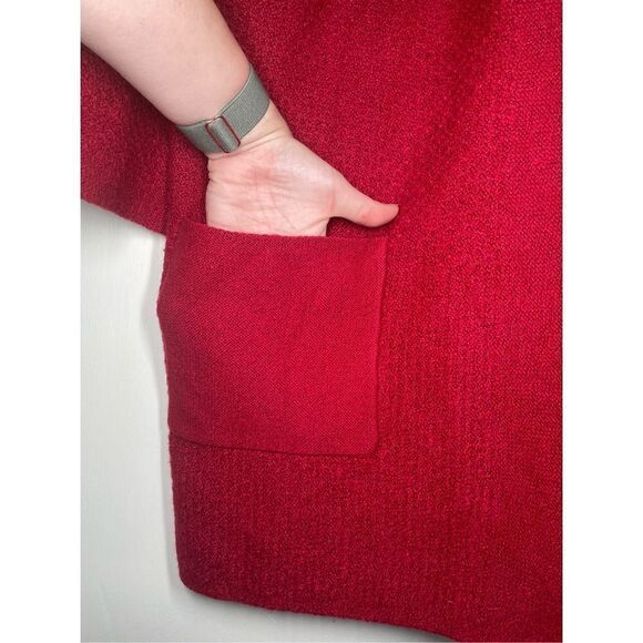 J Jill Easy Textured Long Open Front Cardigan Heathered Red Size MT - Picture 12 of 16